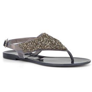 Olivia Miller Womens Miller Alessano Rhinestone Slingback Jelly Sandals